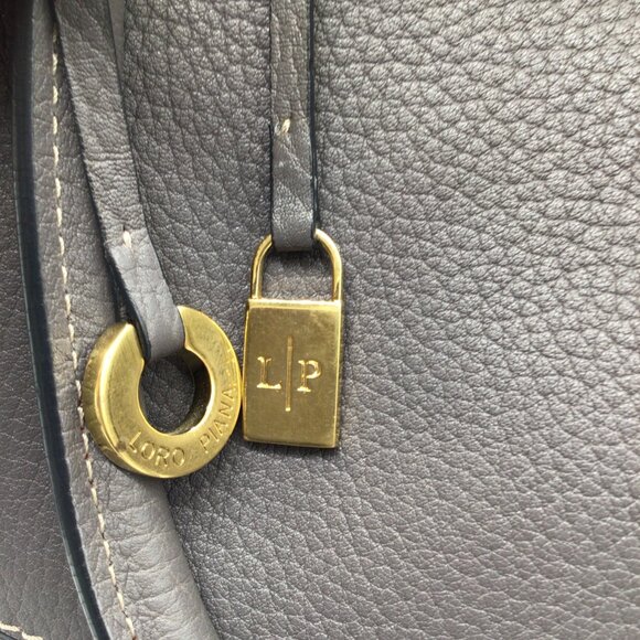 LORO PIANA GREY LARGE PEBBLED LEATHER HANDBAG - Picture 5 of 12